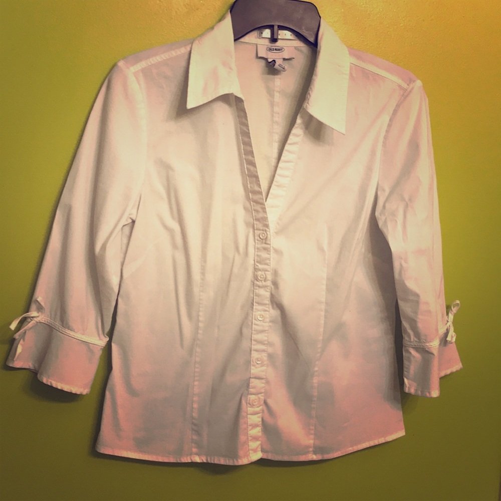 Old Navy white 3/4 sleeve button up